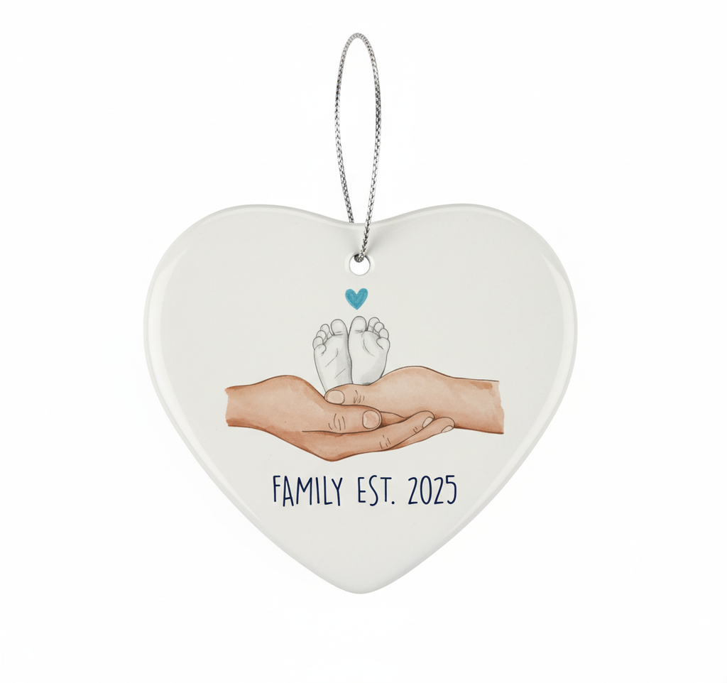 [2D FLAT ACRYLIC] Baby's First Christmas 2025 Ornament – Family of Three Keepsake Gift