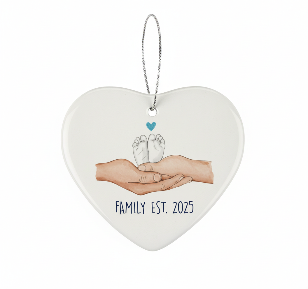 [2D FLAT ACRYLIC] Baby's First Christmas 2025 Ornament – Family of Three Keepsake Gift