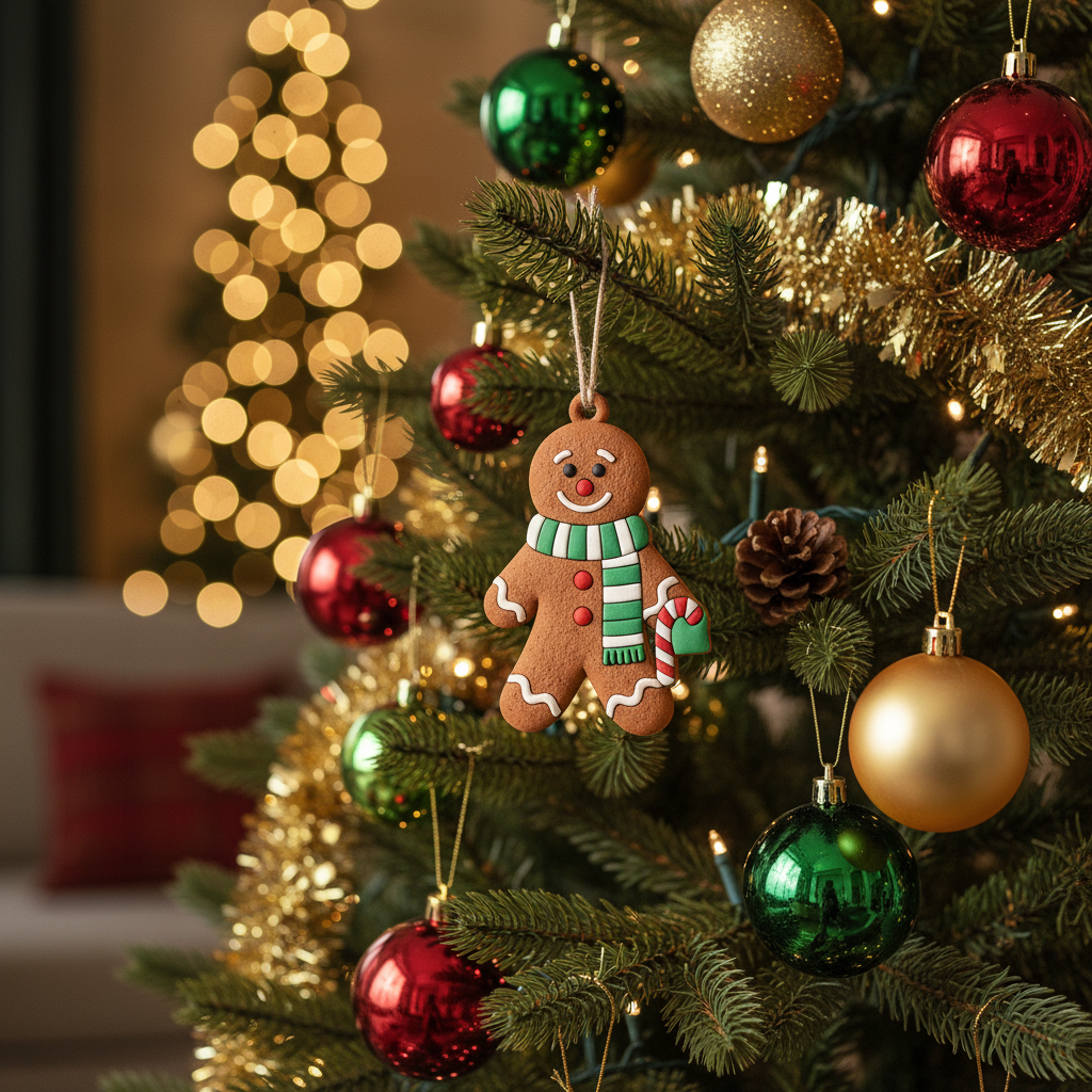 [2D FLAT ACRYLIC] Adorable Gingerbread Man Ornaments – Cute Christmas Tree Decor
