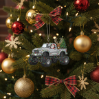 [2D FLAT ACRYLIC] God Bless Truckers Christmas Ornament | Religious Truck Driver Gift for Holiday Decor