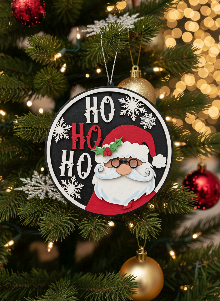 [2D FLAT ACRYLIC] Santa Christmas Round Door Hanger