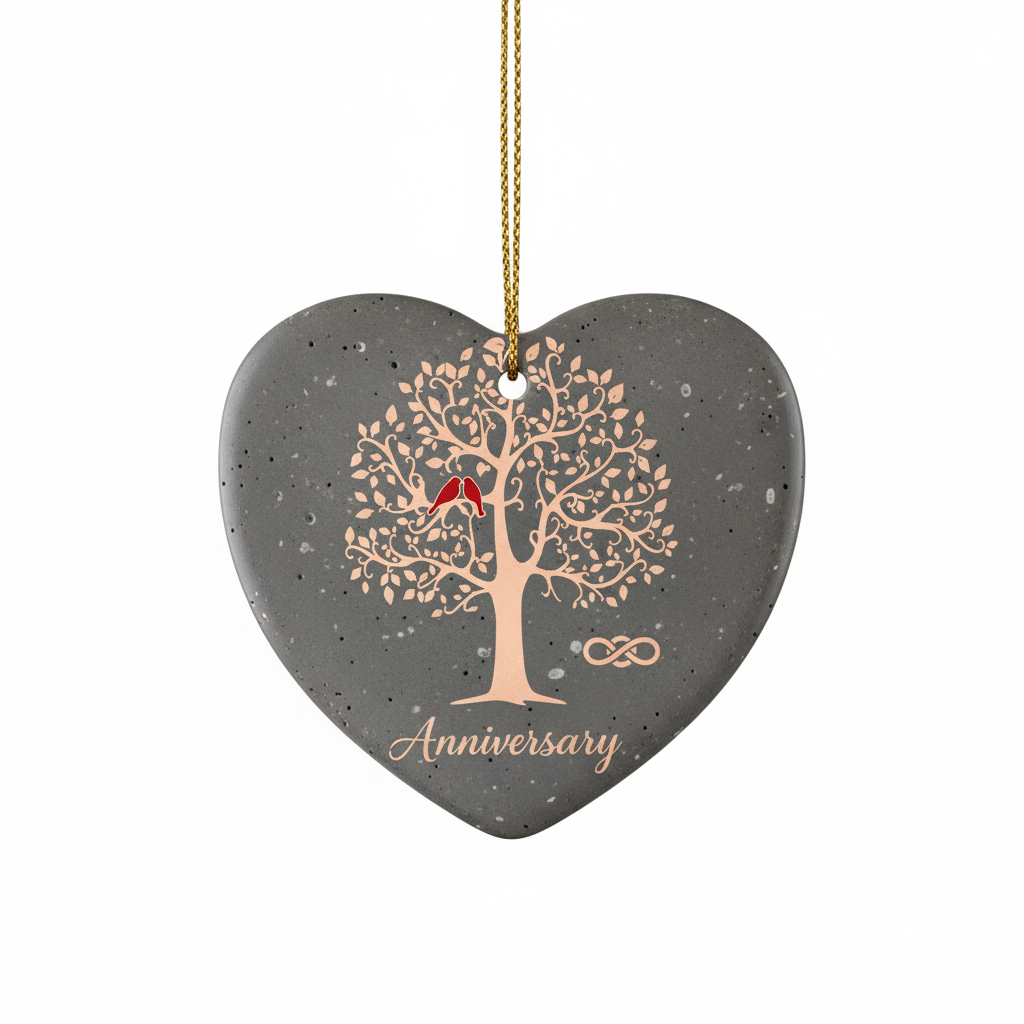 [2D FLAT ACRYLIC] 20th Wedding Anniversary Heart Ornament – Ceramic Keepsake Gift for Couple
