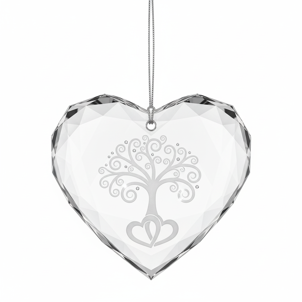 [2D FLAT ACRYLIC] 60th Diamond Anniversary Glass Ornament – Heart-Shaped Keepsake Gift for Parents & Grandparents