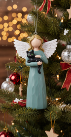[2D FLAT ACRYLIC] Black Cat Angel Memorial Ornament | Heartfelt Pet Loss Sympathy Gift for Christmas