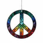[2D FLAT ACRYLIC] Groovy Peace Sign Suncatcher Ornament – Hippie Car Charm & Window Decor