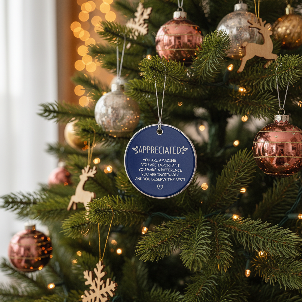 [2D FLAT ACRYLIC] "You Are Incredibly Appreciated" Ceramic Ornament – Thoughtful Thank You Gift