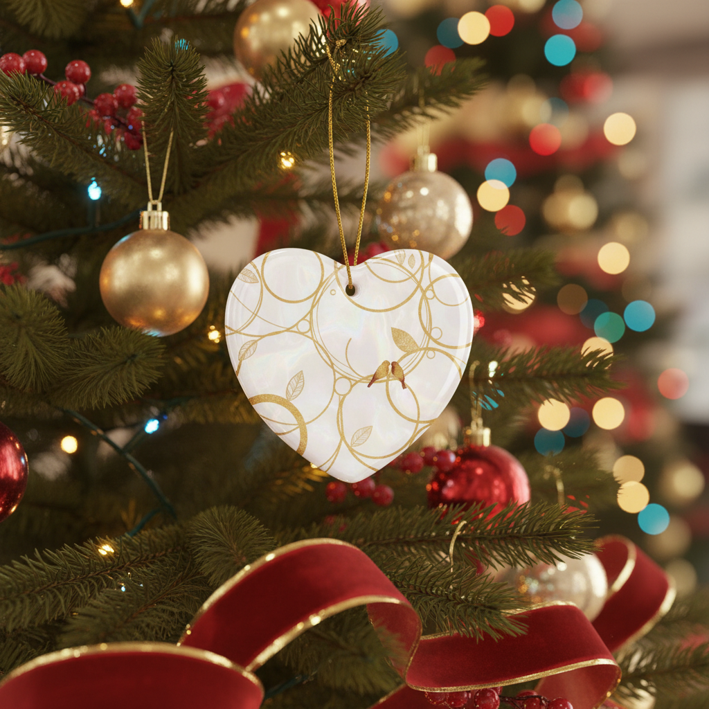 [2D FLAT ACRYLIC] 25th Wedding Anniversary Heart Ornament – Ceramic Keepsake Gift for Couple