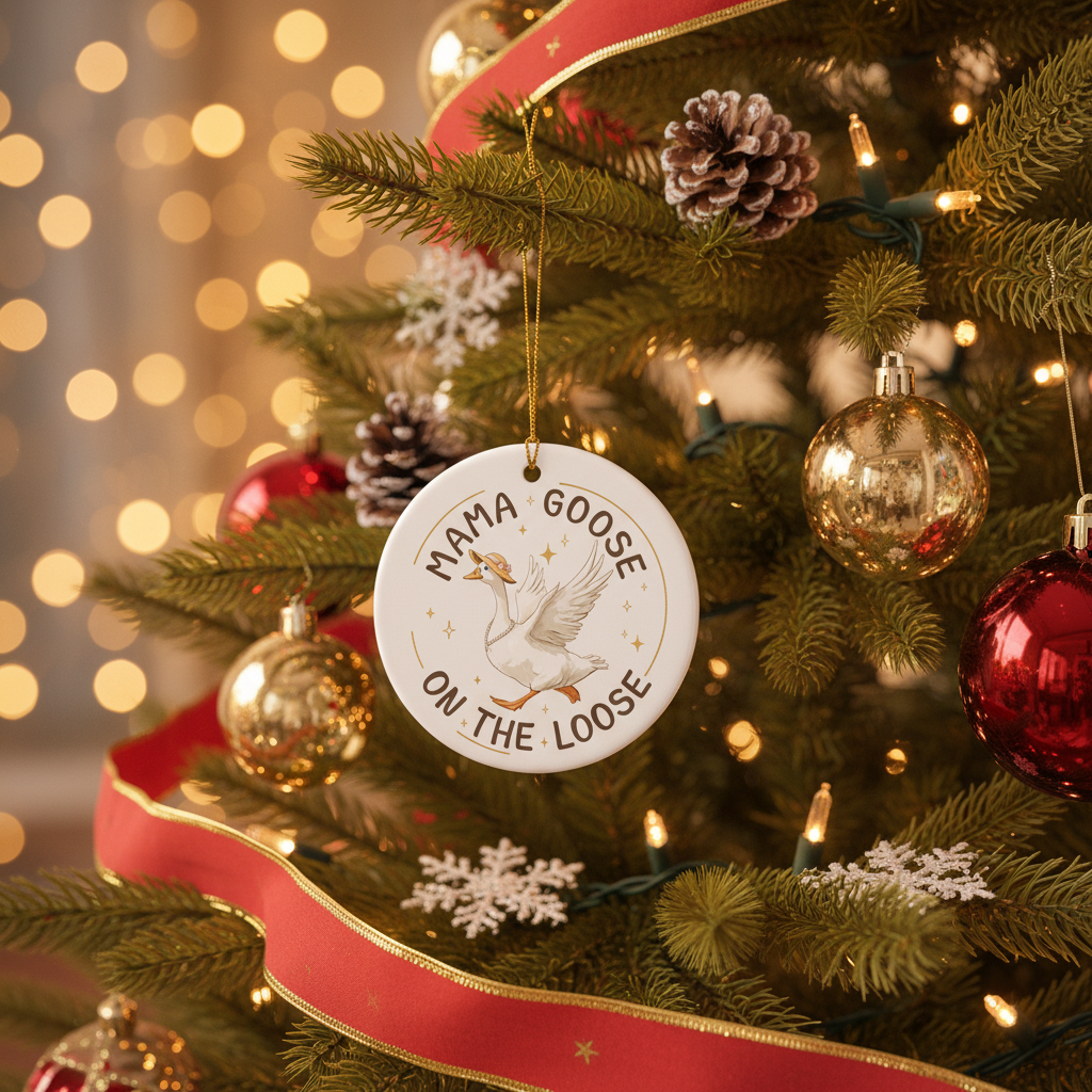 [2D FLAT ACRYLIC] Funny Mama Goose Christmas Ornament - Humorous Holiday Decor Gift for Mom