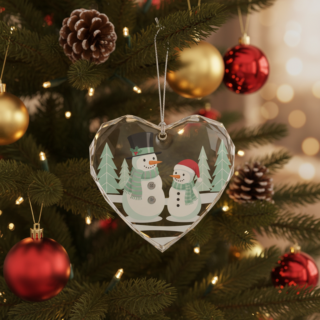[2D FLAT ACRYLIC] Glass Snowman Christmas Ornament 2025 – Festive Holiday Keepsake Gift