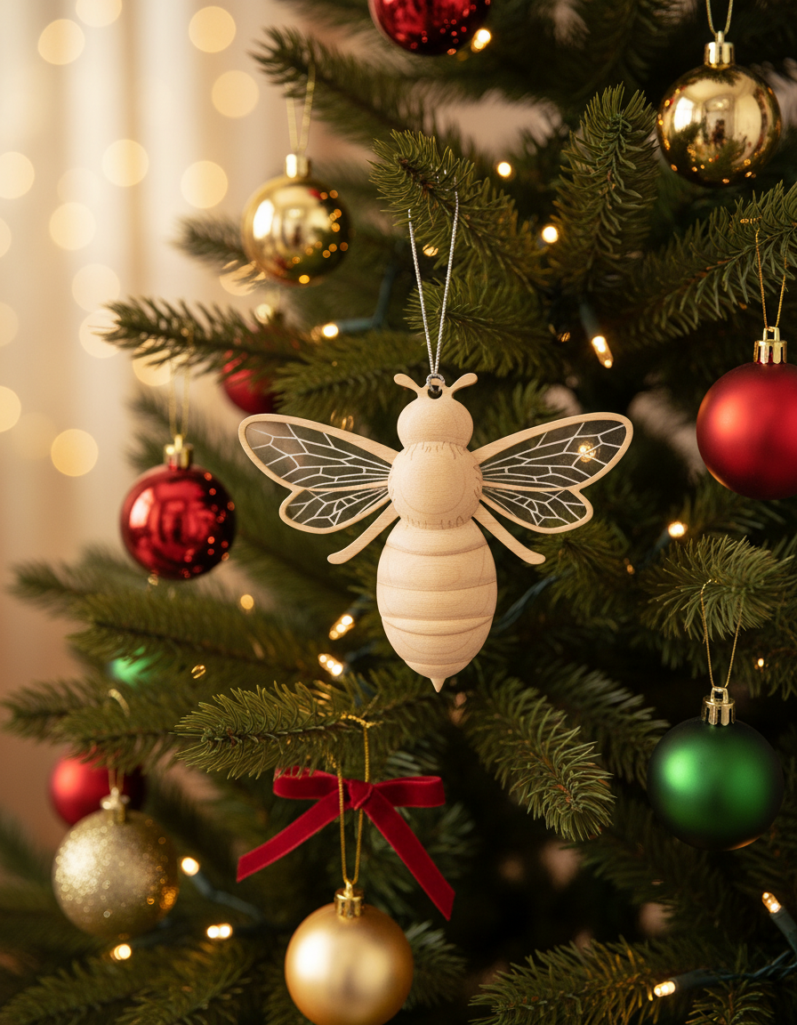 [2D FLAT ACRYLIC] Bee Ornament | 2D Flat Acrylic Ornament | Clear Bee Christmas Decoration | Modern Holiday Gift 2025 | Minimalist Tree Decor