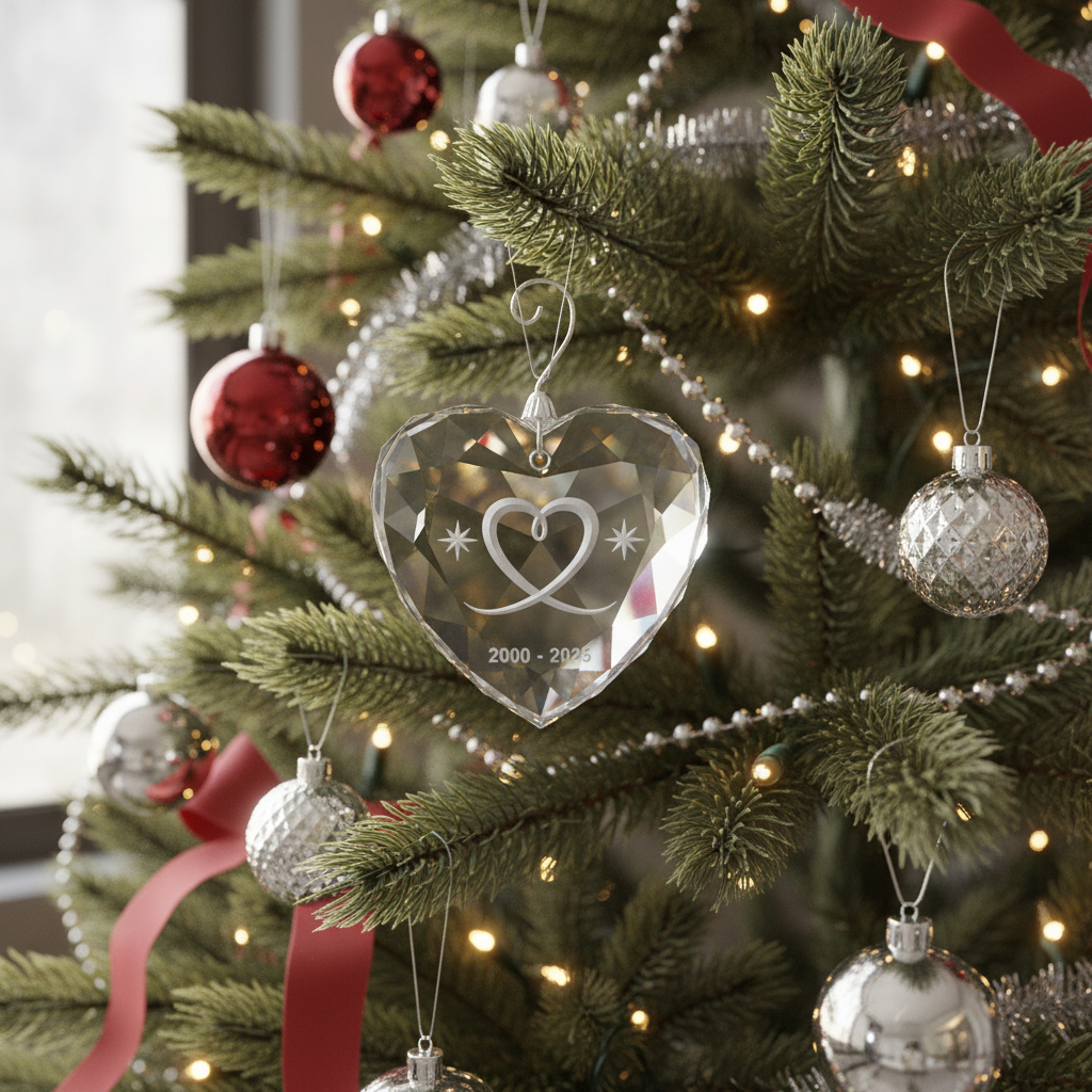 [2D FLAT ACRYLIC] 25th Silver Anniversary Heart Ornament 2025 – Wedding Gift for Couples