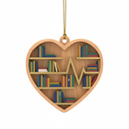 [2D FLAT ACRYLIC] Bookshelf Heart Ornament – Charming Gift for Book Lovers & Readers
