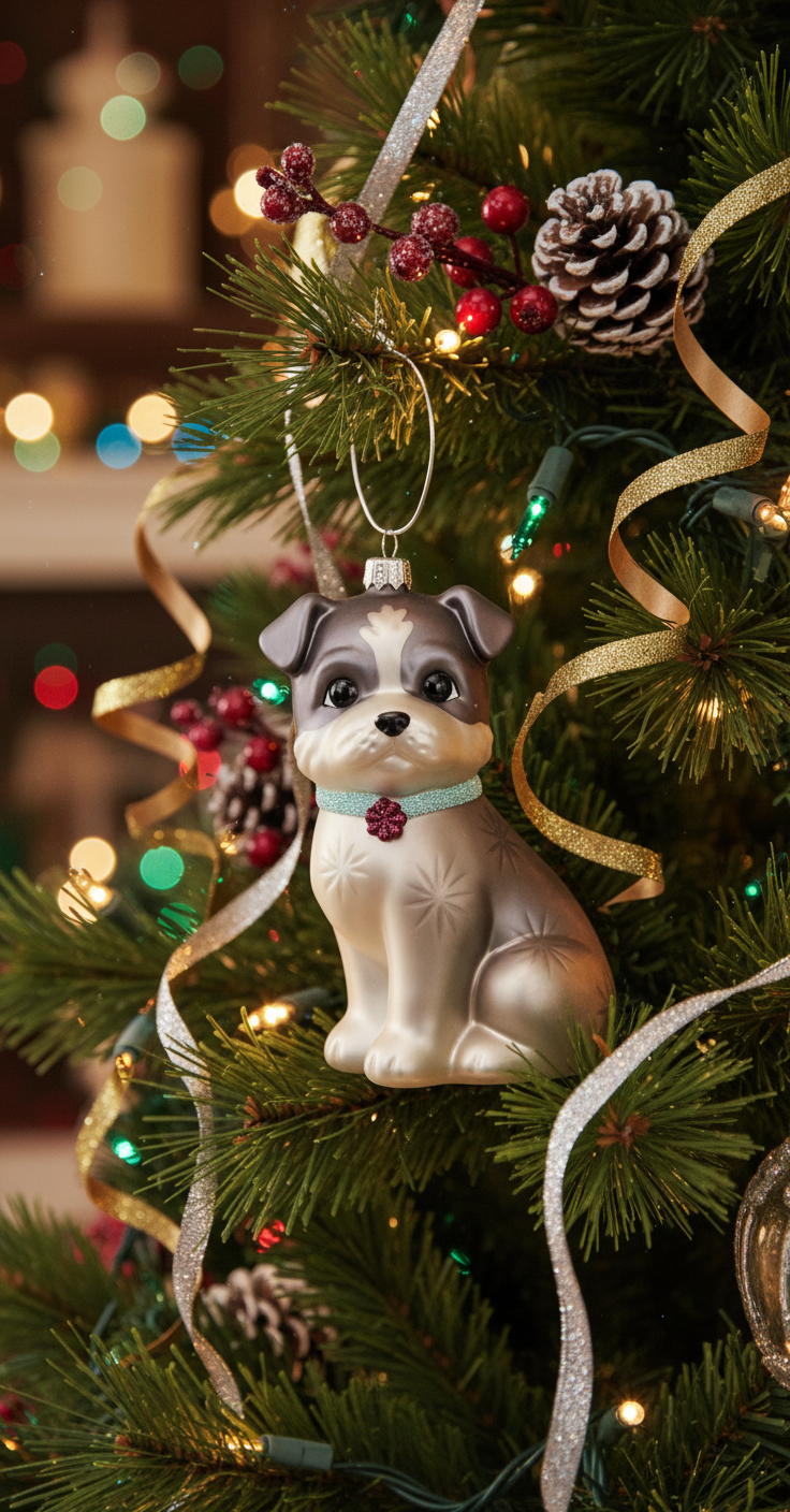 [2D FLAT ACRYLIC] Cairn Terrier Glass Christmas Ornament | Hand-Blown Holiday Tree Decor