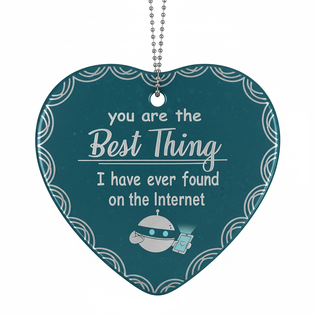 [2D FLAT ACRYLIC] "Best Thing on the Internet" Heart Ornament - Cute Robot Keepsake