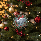 [2D FLAT ACRYLIC] Charming Elephant Christmas Ornament | Acrylic Holiday Decor & Gift for Animal Lovers