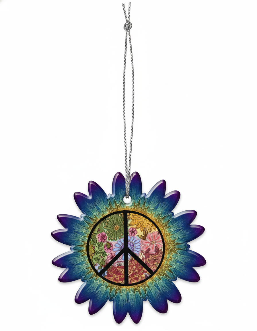 [2D FLAT ACRYLIC] Hippie Peace Sign – 60s 70s Retro Car & Christmas Decor
