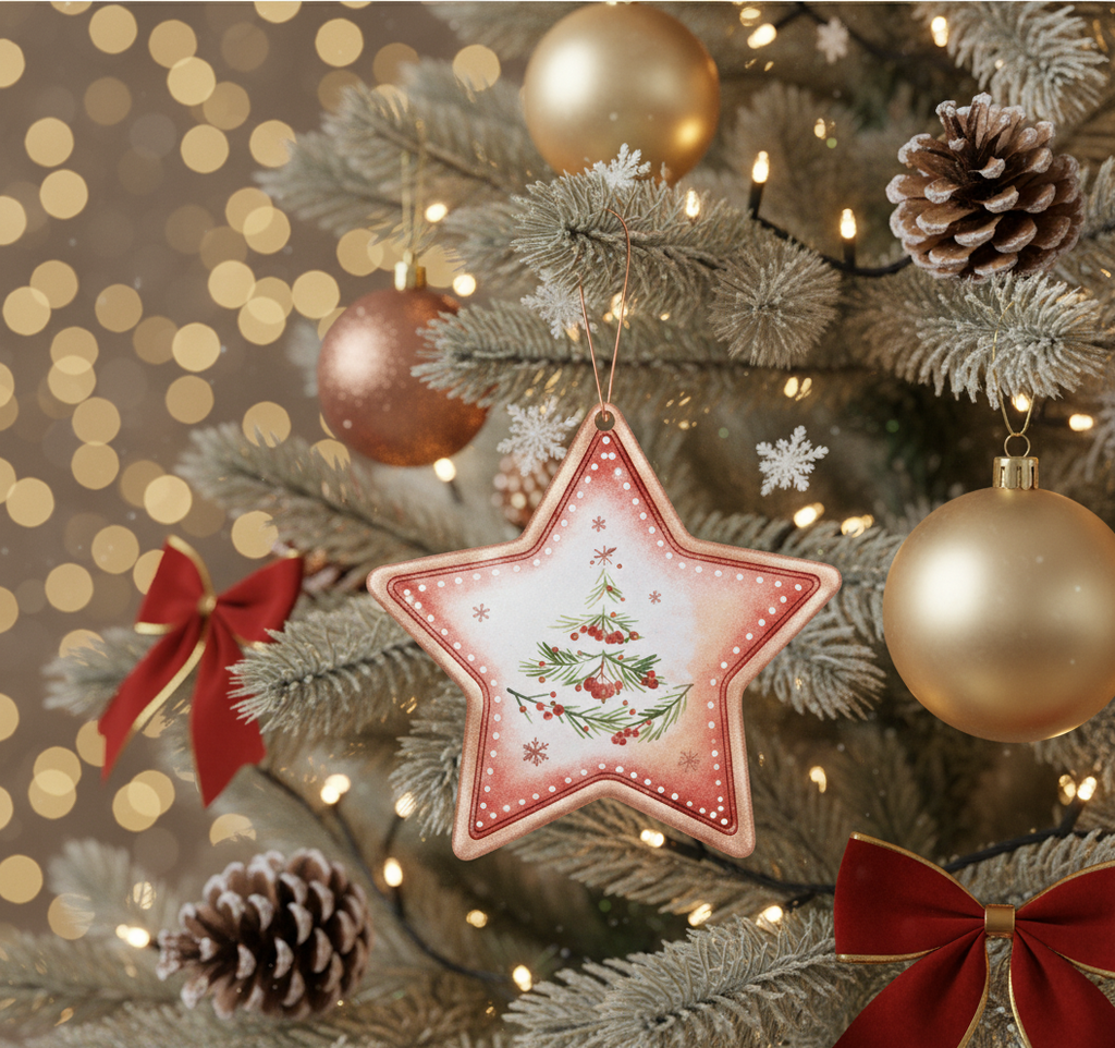 [2D FLAT ACRYLIC] Christmas Star Acrylic Ornaments –  Festive Holiday Tree Decor