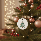 [2D FLAT ACRYLIC] Baby's First Christmas 2025 Girl Ornament – Pink Bow Newborn Keepsake Gift