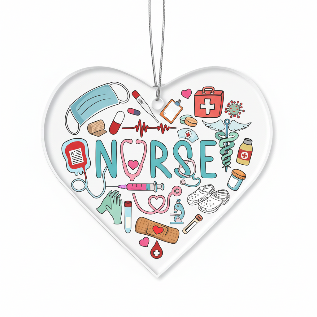 [2D FLAT ACRYLIC] Acrylic Nurse Christmas Ornament 2025 – Heartfelt Gift for Nurses & RNs