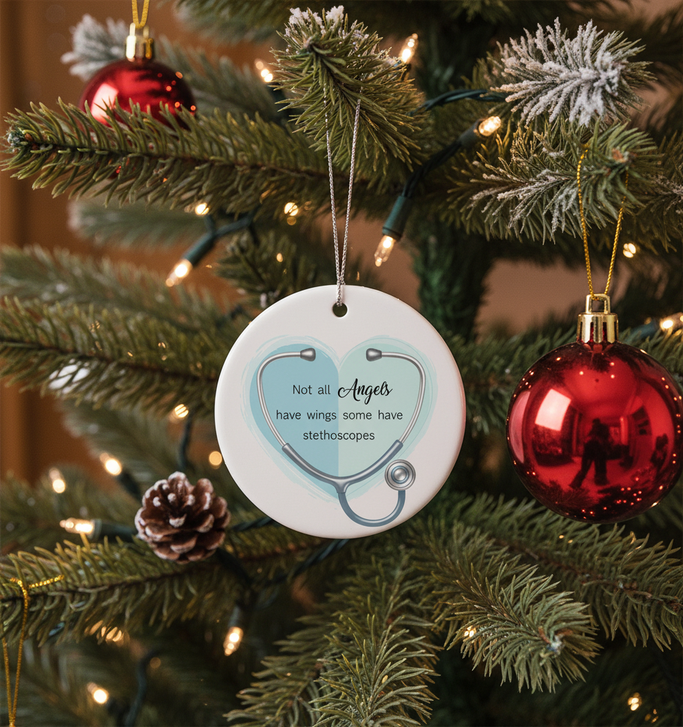 [2D FLAT ACRYLIC] Angel with Stethoscope Ornament – Thank You Gift for Doctors and Nurses