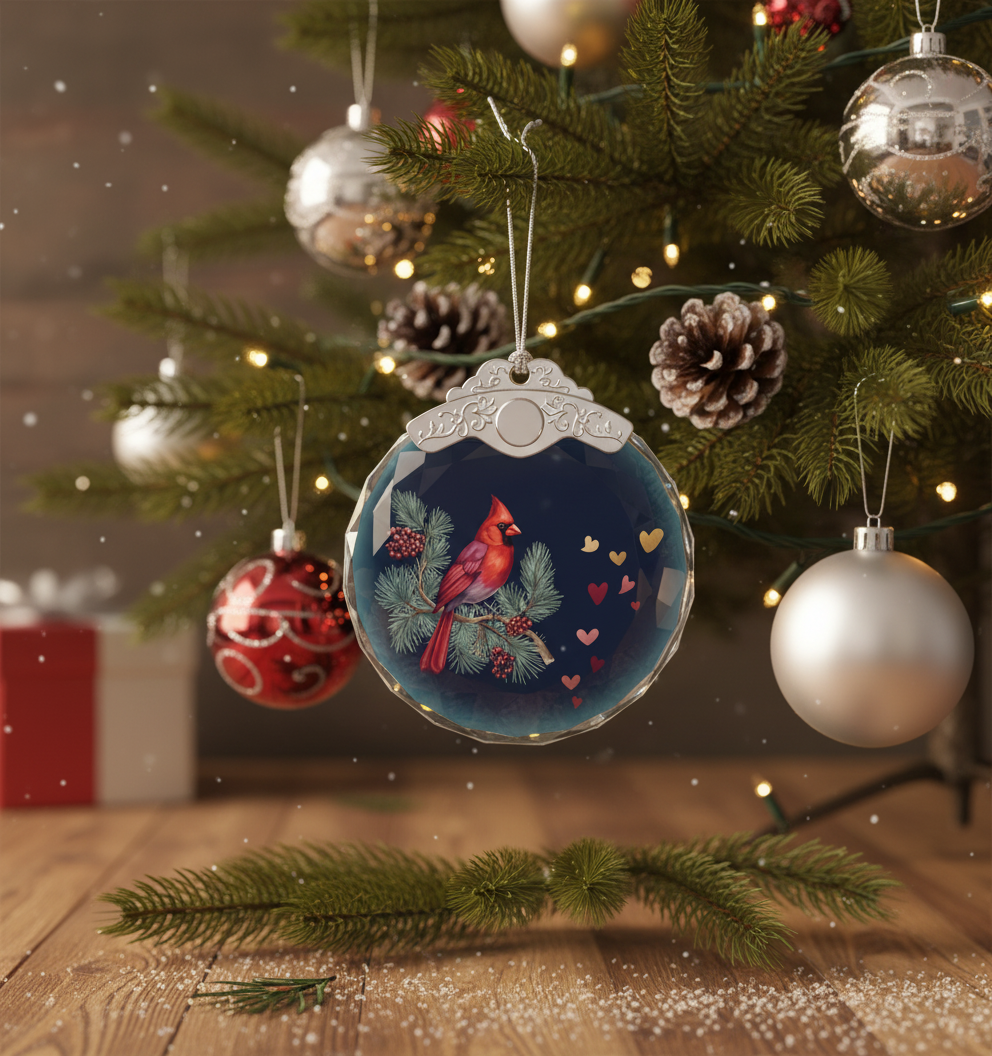 [2D FLAT ACRYLIC] Cardinal Memorial Christmas Ornament - A Hug Sent From Heaven Sympathy Gift for Loss of Loved One