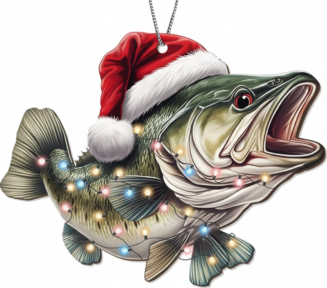 [2D FLAT ACRYLIC] Largemouth Bass Christmas Ornament – Fishing Gift for Anglers