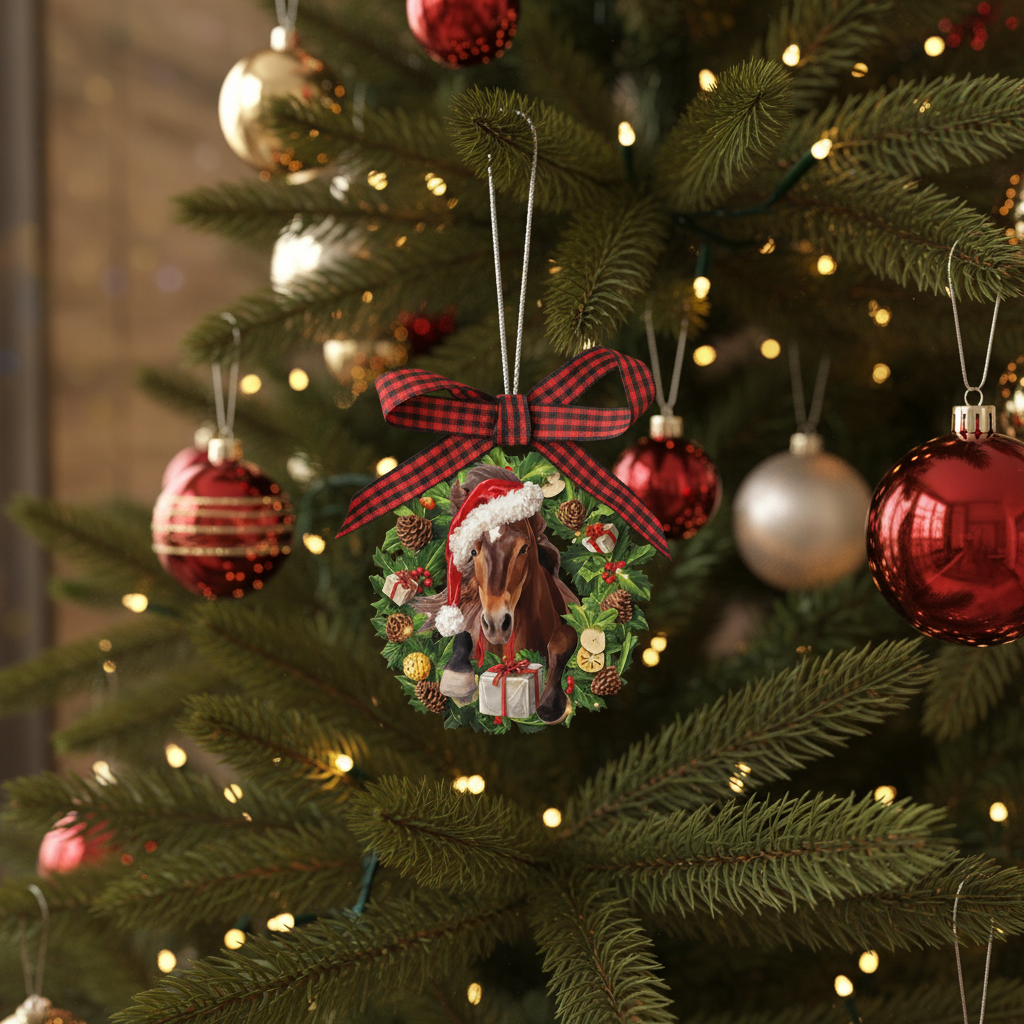 [2D FLAT ACRYLIC] Charming Horse Christmas Ornament – Keepsake Gift for Horse Lovers