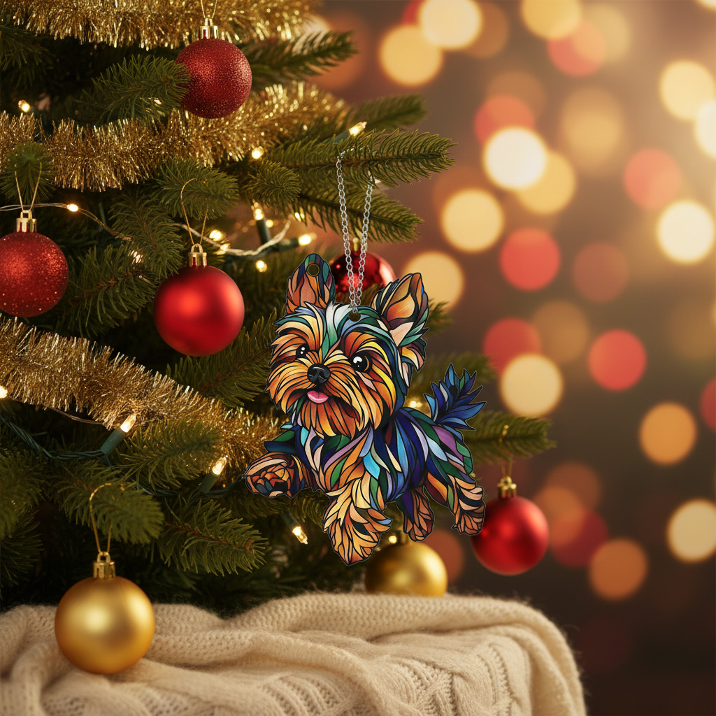 [2D FLAT ACRYLIC] Yorkshire Terrier Suncatcher Ornament – Perfect Gift for Yorkie Dog Lovers