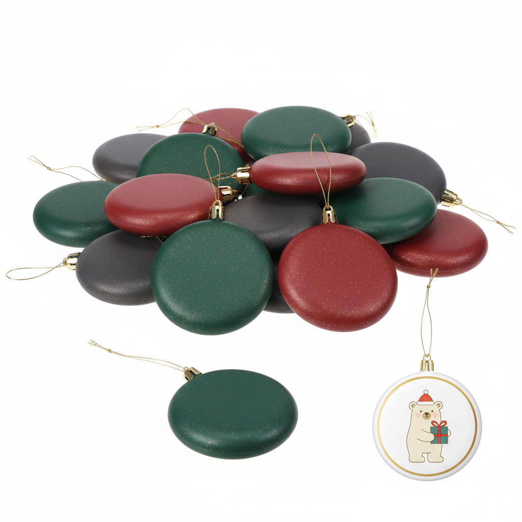 [2D FLAT ACRYLIC] 30-Pack Matte White Blank Ornaments – 3.15-Inch Plastic Discs for DIY Christmas Crafts