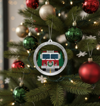 [2D FLAT ACRYLIC] Funny Fire Truck Ornament | Wooden Holiday Decor & Unique Trucker Gift