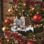 [2D FLAT ACRYLIC] Majestic White Tiger Christmas Ornament – Festive Wildlife Decor Gift