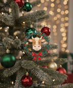 [2D FLAT ACRYLIC] Vintage Red Truck Christmas Ornament | Rustic Wood Slice Holiday Decor