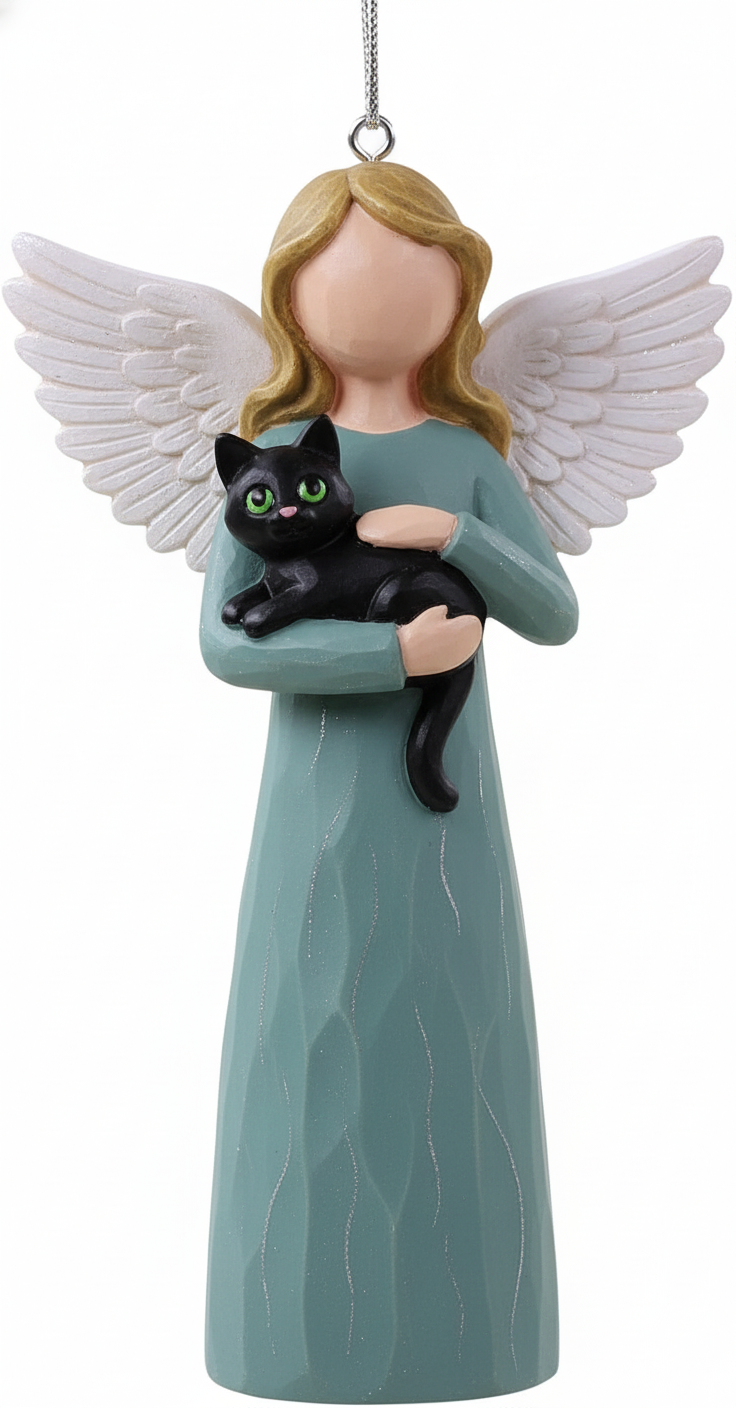 [2D FLAT ACRYLIC] Black Cat Angel Memorial Ornament | Heartfelt Pet Loss Sympathy Gift for Christmas
