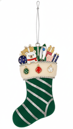 [2D FLAT ACRYLIC] Elegant Metal Christmas Sock Ornament 2025 – Keepsake Holiday Decoration & Gift