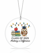 [2D FLAT ACRYLIC] First Year Teacher Ornament 2025 – Ceramic Keepsake Gift for New Teachers