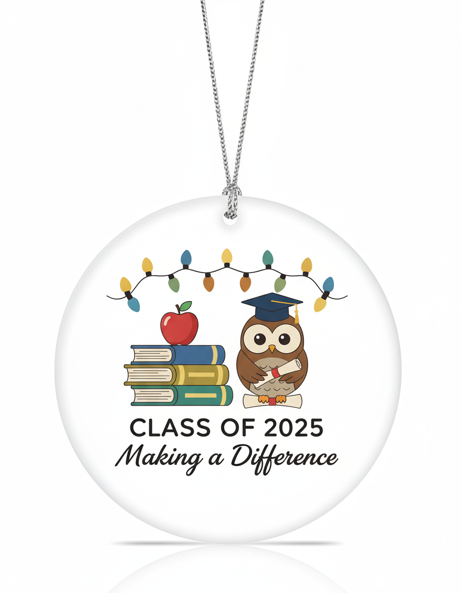 [2D FLAT ACRYLIC] First Year Teacher Ornament 2025 – Ceramic Keepsake Gift for New Teachers