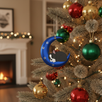 [2D FLAT ACRYLIC] Boston Terrier 'Love You to The Moon' Christmas Ornament | Dog Lover Gift