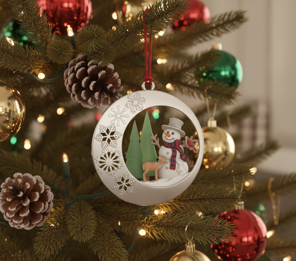 [2D FLAT ACRYLIC] 2025 Snowman Christmas Ornament – Handcrafted Metal Keepsake for Xmas Tree