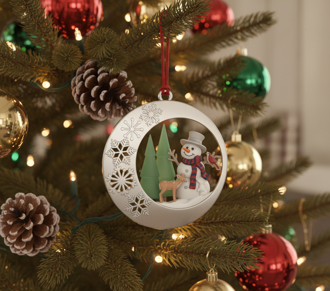 [2D FLAT ACRYLIC] 2025 Snowman Christmas Ornament – Handcrafted Metal Keepsake for Xmas Tree