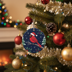 [2D FLAT ACRYLIC] Red Cardinal Christmas Ornament Design – Sublimation PNG for Round Decor