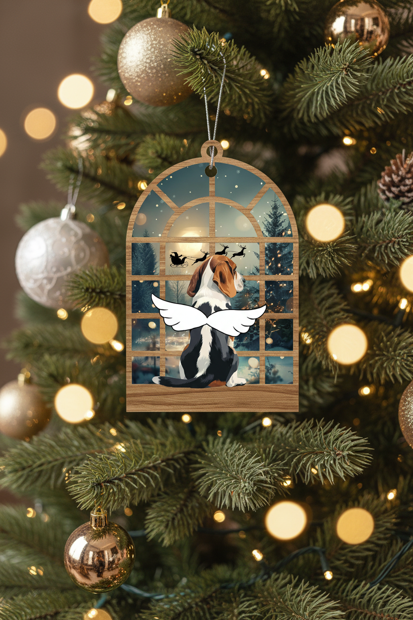 [2D FLAT ACRYLIC] Beagle Memorial Christmas Ornament | Keepsake for Loss of a Beloved Dog