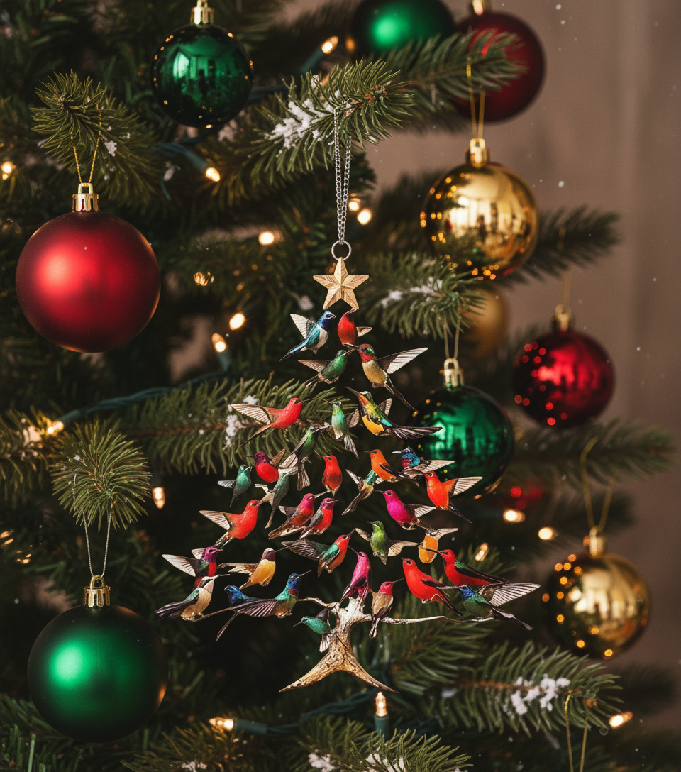 [2D FLAT ACRYLIC] Stacked Hummingbird Christmas Ornament – Colorful Acrylic Holiday Decor for 2025