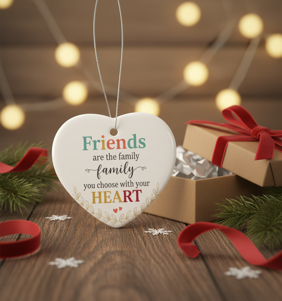 [2D FLAT ACRYLIC] 'Friends Are The Family We Choose' Christmas Ornament – Heartfelt Friendship Gift for Best Friends