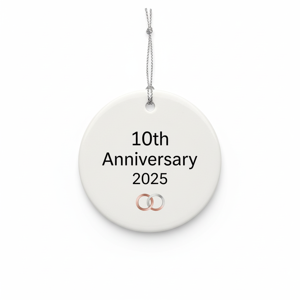 [2D FLAT ACRYLIC] 10th Wedding Anniversary Ornament 2025 – Ceramic Keepsake Gift for Couples