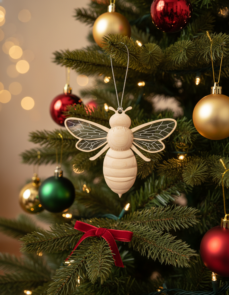 [2D FLAT ACRYLIC] Bee Ornament | 2D Flat Acrylic Ornament | Clear Bee Christmas Decoration | Modern Holiday Gift 2025 | Minimalist Tree Decor