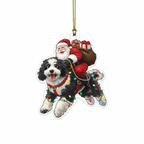 [2D FLAT ACRYLIC] Funny Bernedoodle Santa Christmas Ornament – 2025 Holiday Gift for Dog Lovers