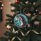 [2D FLAT ACRYLIC] Ceramic Horse Christmas Ornament – Gift for Equestrian Lovers