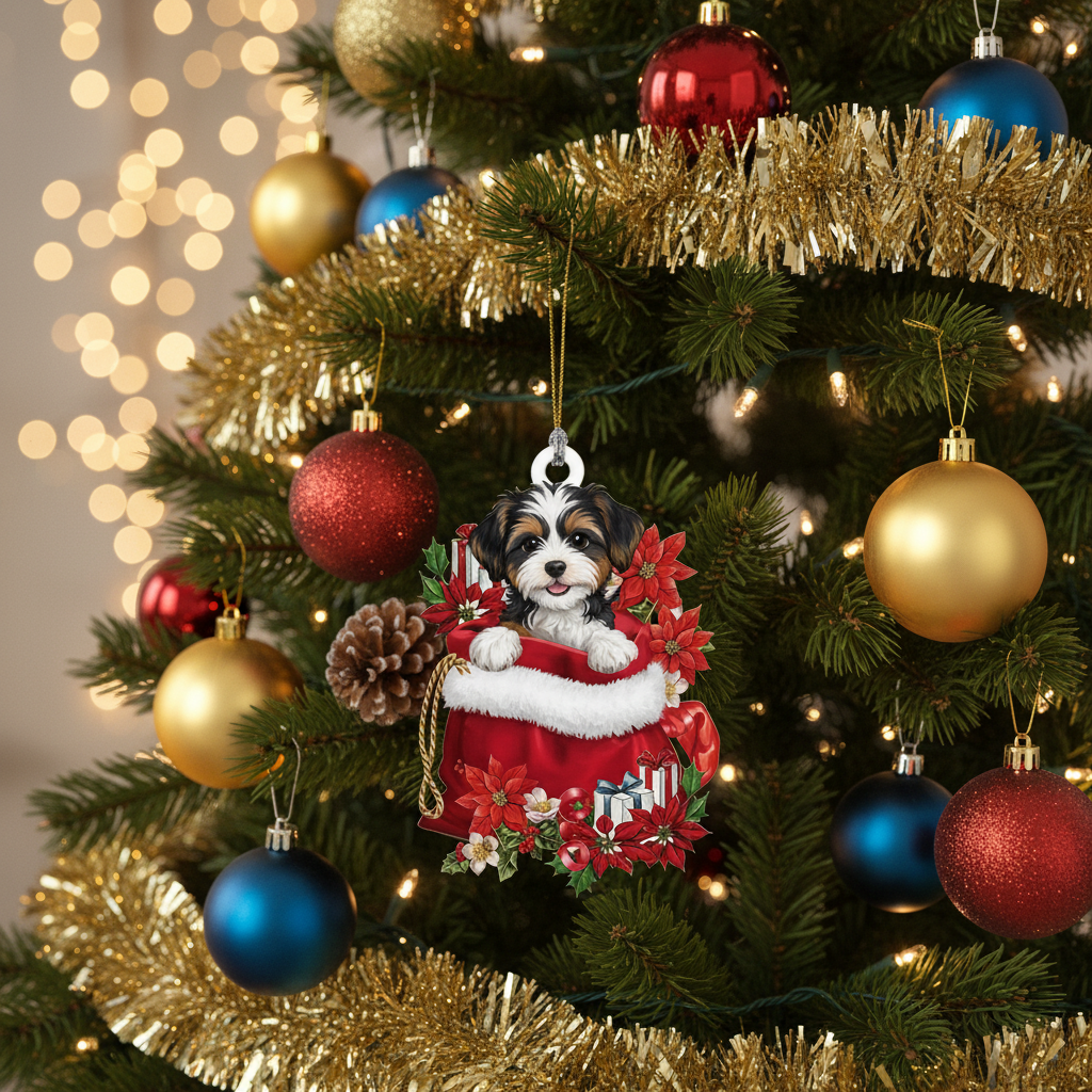 [2D FLAT ACRYLIC] Aussiedoodle Dog Christmas Ornament – Festive Keepsake & Dog Lover Gift