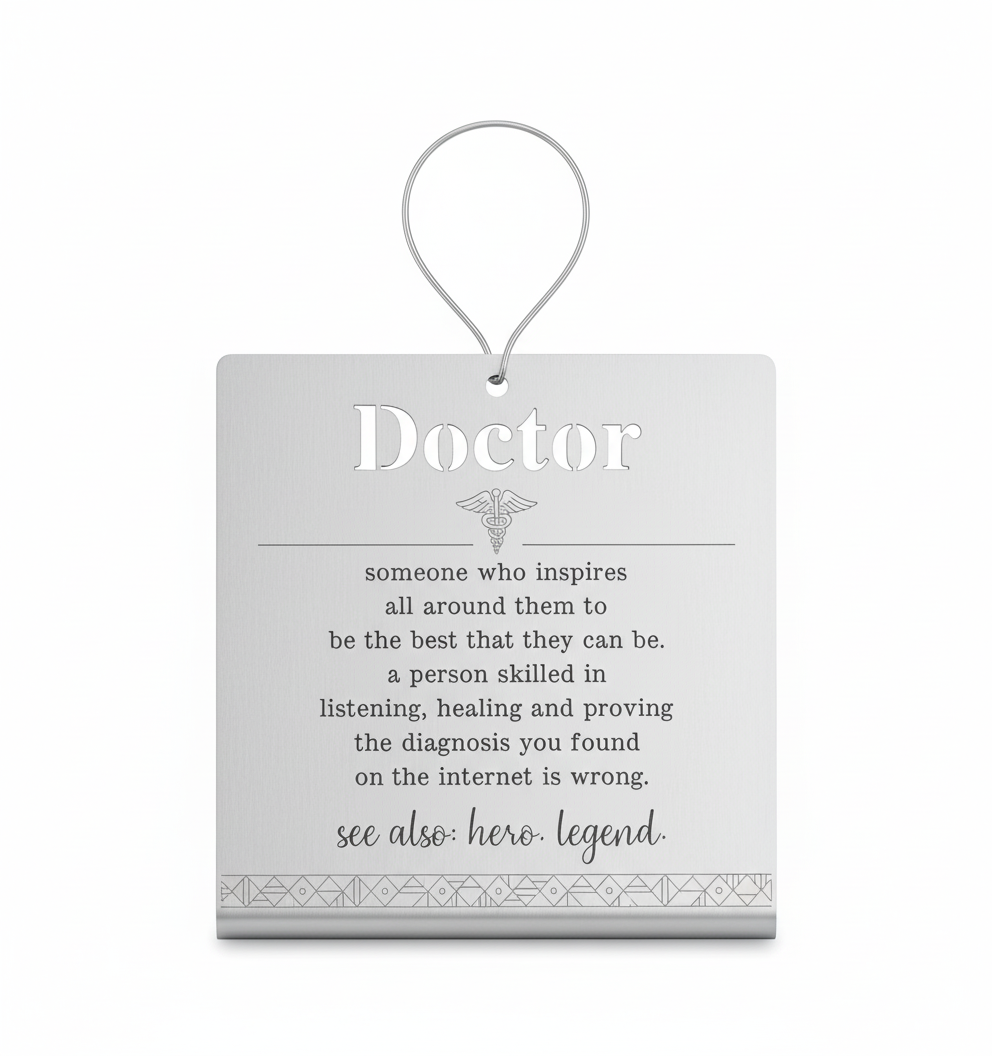 [2D FLAT ACRYLIC] Doctor Appreciation Gift Plaque – Stainless Steel Desk Decor for Medical Professionals