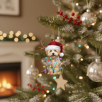 [2D FLAT ACRYLIC] Adorable Havanese Christmas Ornament – Festive Dog Lover Gift & Car Charm